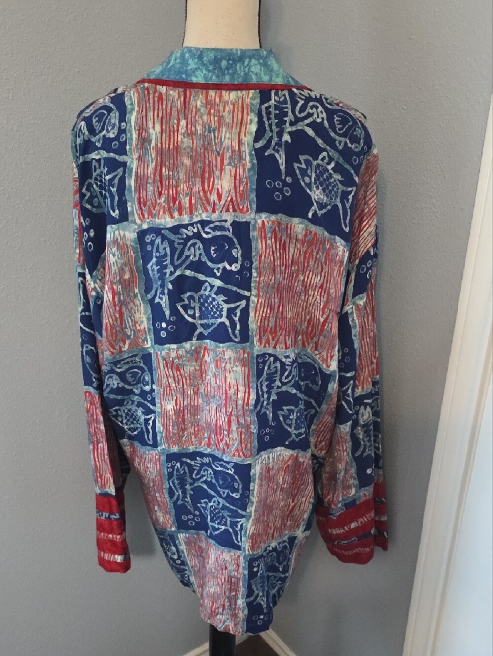 Vintage  Multi-Color Patchwork Button-Down Shirt Sz XL - Picture 5 of 7